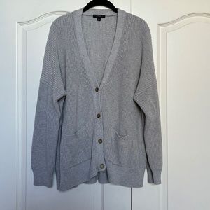 J. Crew Oversized Cotton/Cashmere Cardigan — Gray